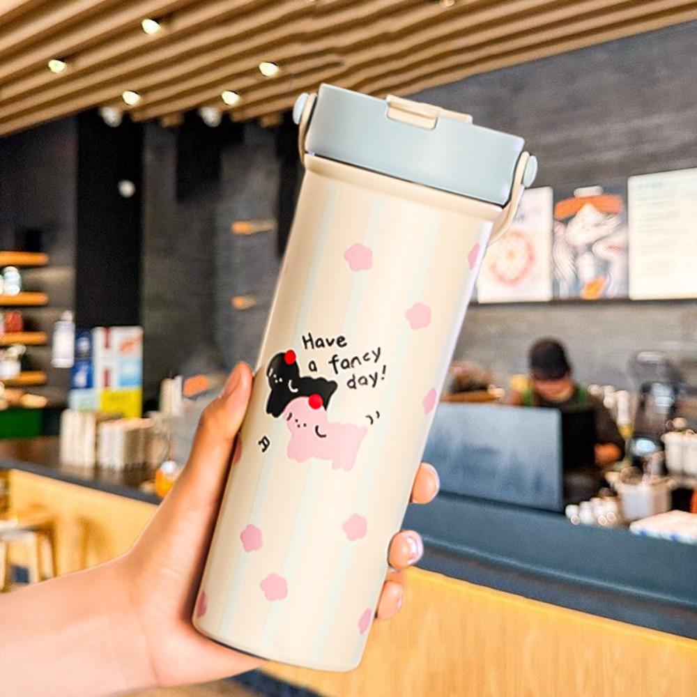 316 Stainless Steel Water Cup Leak-proof Straw Cup Portable Cartoon Insulated Cup