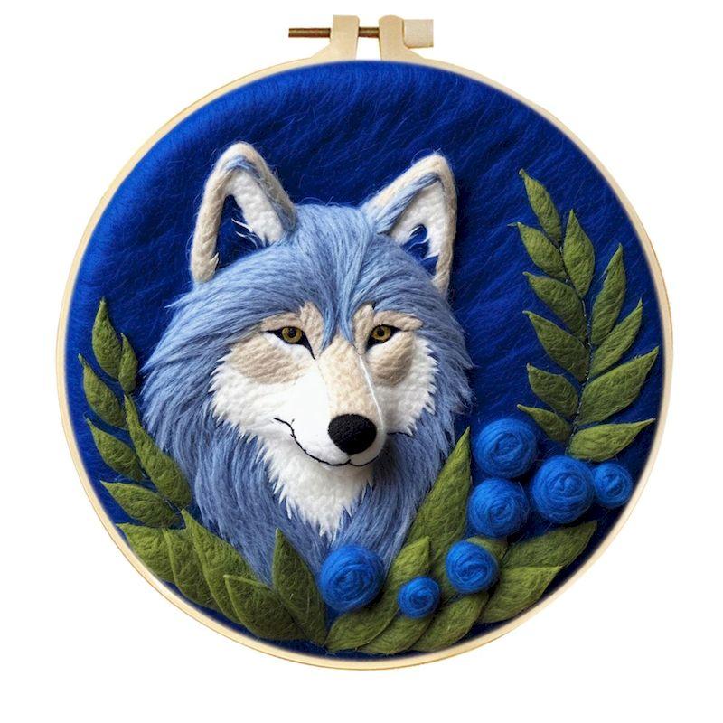 

CHENISTORY Wool Painting DIY Wool Embroidery Kit Creative DIY Wool Accessories Felting Animal Wolf Cat Wool Needle Felt Decor