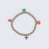 BONBEAU Multiful enamel motive silver charms Bracelet Cute motif charm crystal ball bracelet