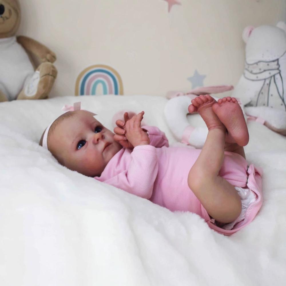 Új stílus 40 cm-es élethű újjászületett baba Tink, annyira, mint az újszülött babák, egyszínű rugdalózót visel, puha testű szimulációs baba, gyerek szülinapi karácsonyi ajándék