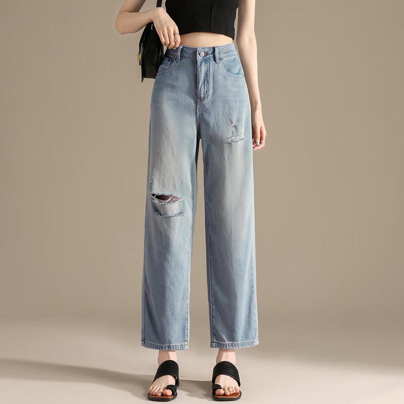 

RAIN.CUN Women s Loose Fit Ripped Jeans 31