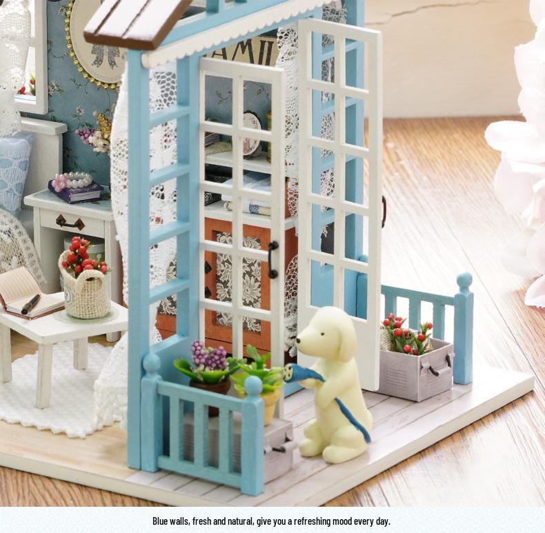 Zhiquwu DIY Forest Blue Time House with Dust Cover - Upgraded Version