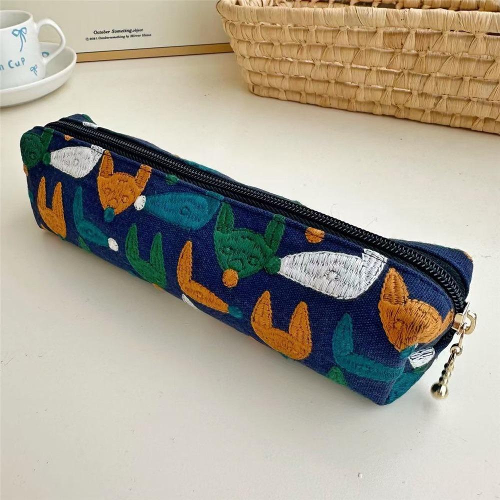 

Flower Korean Style Pen Bag Floral Cloth Stationery Bag Embroidered Pencil Case Stationery Storage Style 5