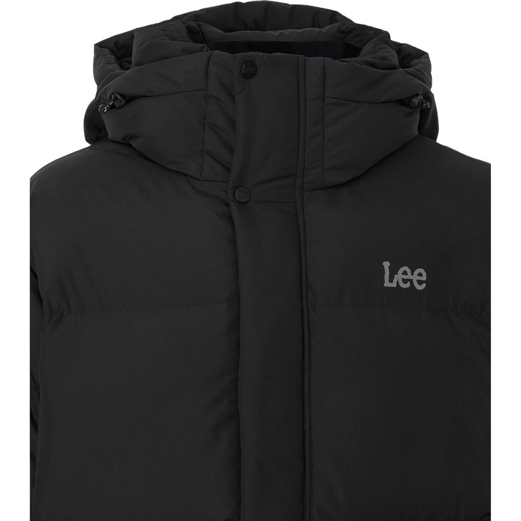 Veste matelassée longue à capuche style coréen, chaude, confortable, simple, manches longues, vêtements d'extérieur unisexes, noir LE2404DP08BK