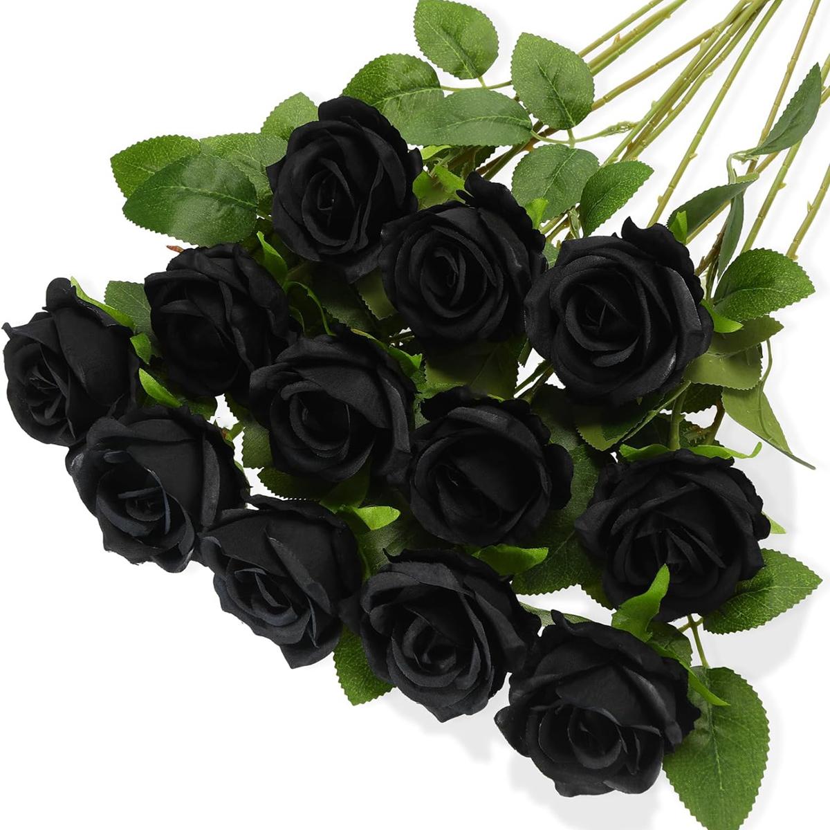 

5/10pcs Artificial Flowers Silk Roses Long Branch Bridal Bouquet Wedding Home Vase Table Decoration DIY Gift Box Valentine s Day 5PCS чёрный