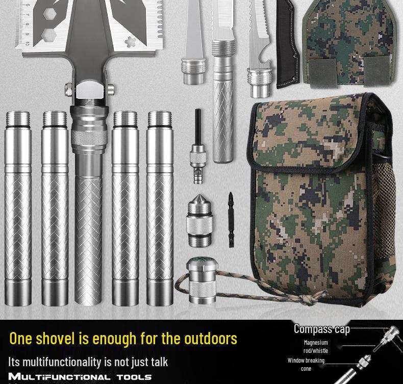 Multi-functional Outdoor Folding Shovel: Manganese Steel, Ideal for Camping, Fishing, Off-road Use, and Vehicle-mounted Tasks