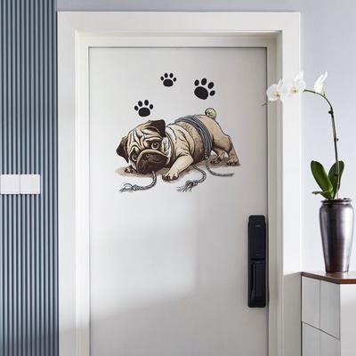 Naughty Puppy Wall Stickers Bathroom Cabinet Bedside Table Restaurant Refrigerator Decoration Self-adhesive Sticker