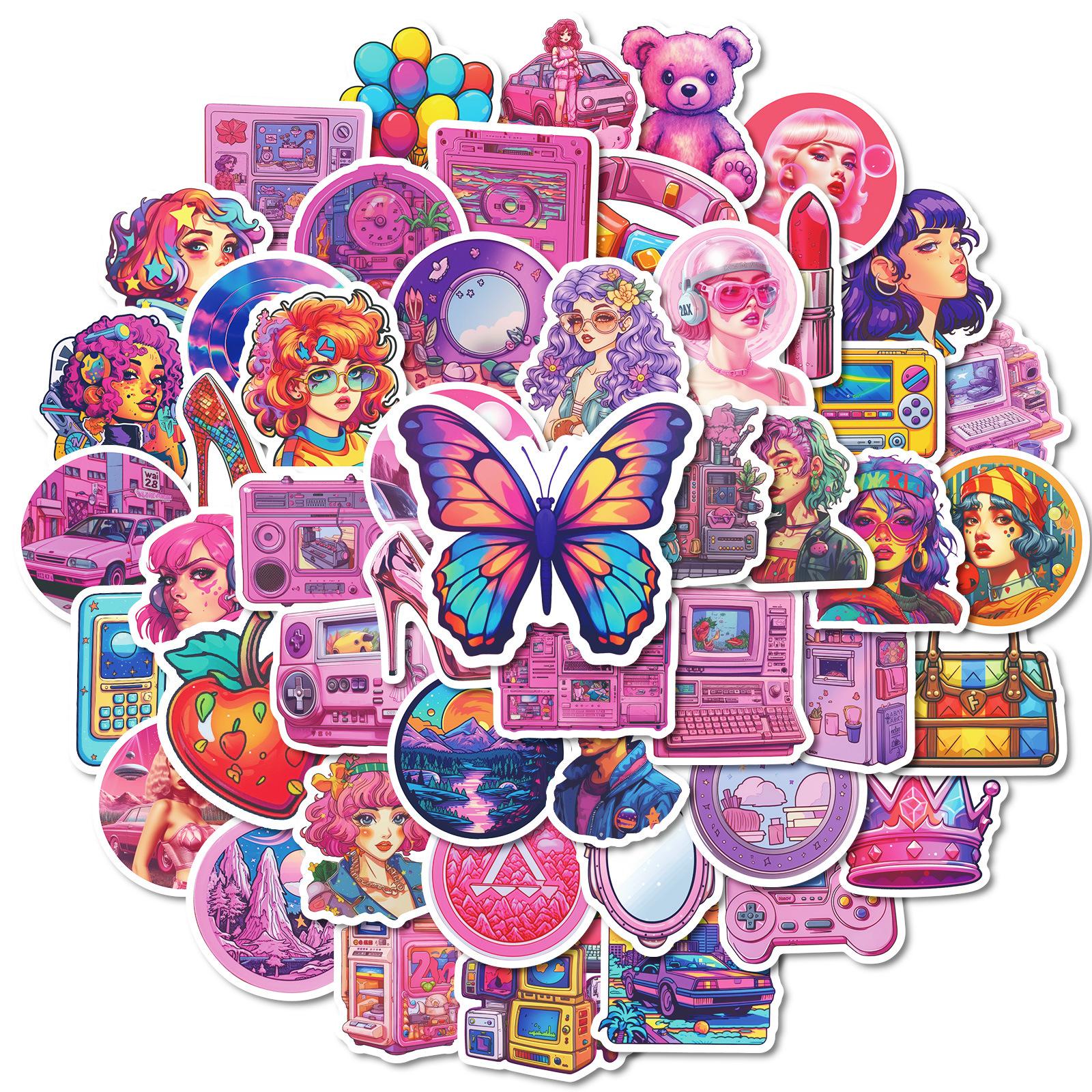 

50 Pink Gem Stickers Kids Reward Stickers Gifts Diy Water Cup School Bag Decoration