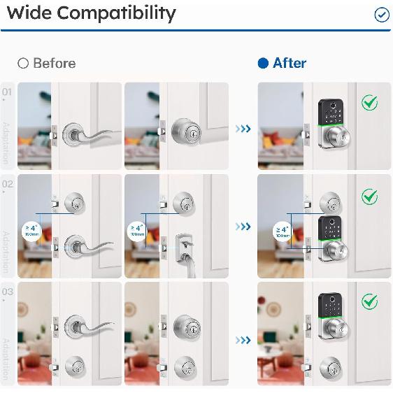 Keypad Smart Door Lock with Knob: Kucacci Keyless Entry Fingerprint Lock for Front Door - Keypad Digital Lock with Handle - Electronic Code Door Knob