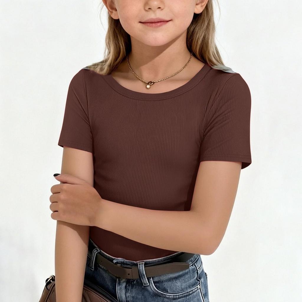 Children's Striped Knit Short-Sleeve Fitted T-Shirt