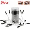 50Pcs Disposable Eyelash Spoolie Brushes Glitter Handle Short Eyebrow Comb Mascara Wands for Lash Extensions Makeup Tools