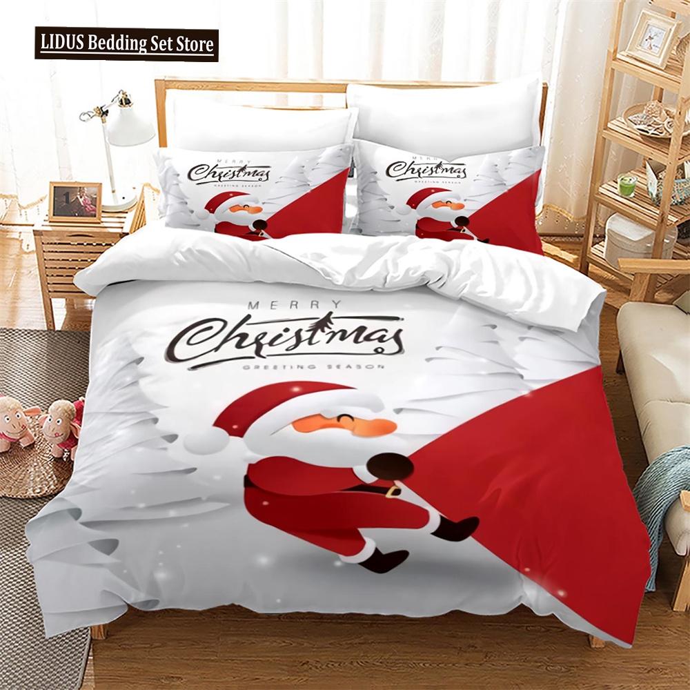 Weihnachts-Bettbezug-Set King Queen Full Size Winterthema Schneemann-Muster Polyester Bettdeckenbezug für Kind Festivalgeschenk