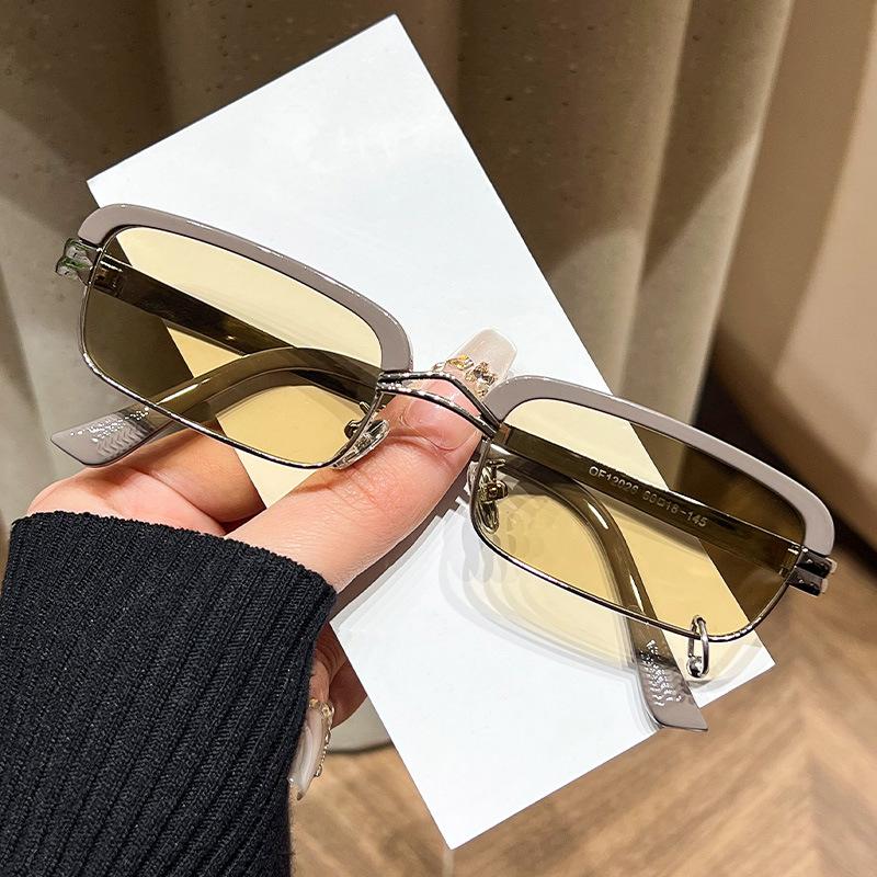 

High quality eyebrow half frame small square sunglasses men and women fashion wear sunscreen sunglasses flat glasses