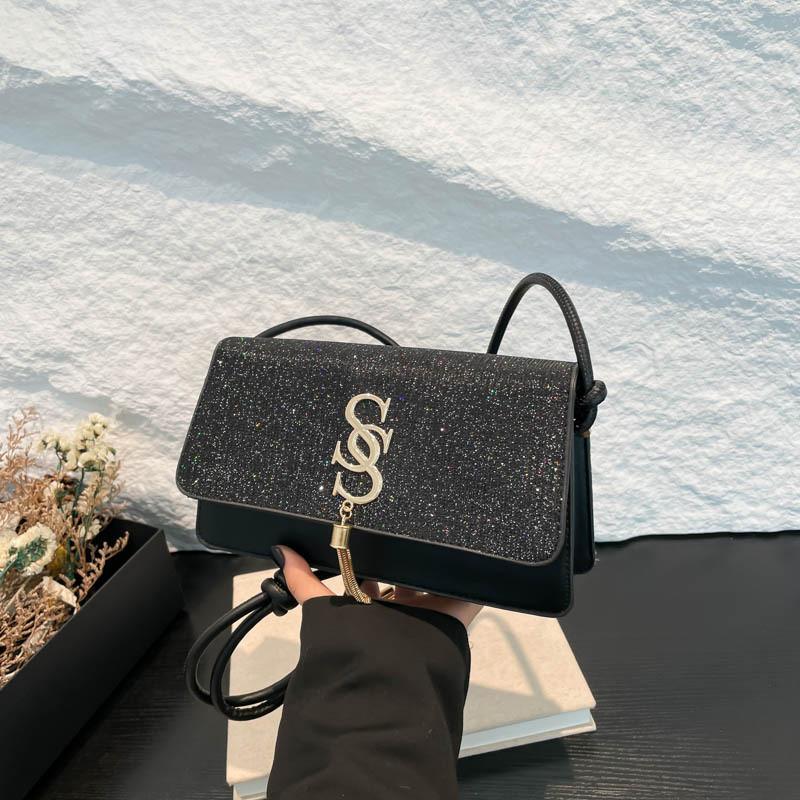 Sleek Inspired Urban Small Square Shoulder Bag With Trendy Tassels And Durable Design