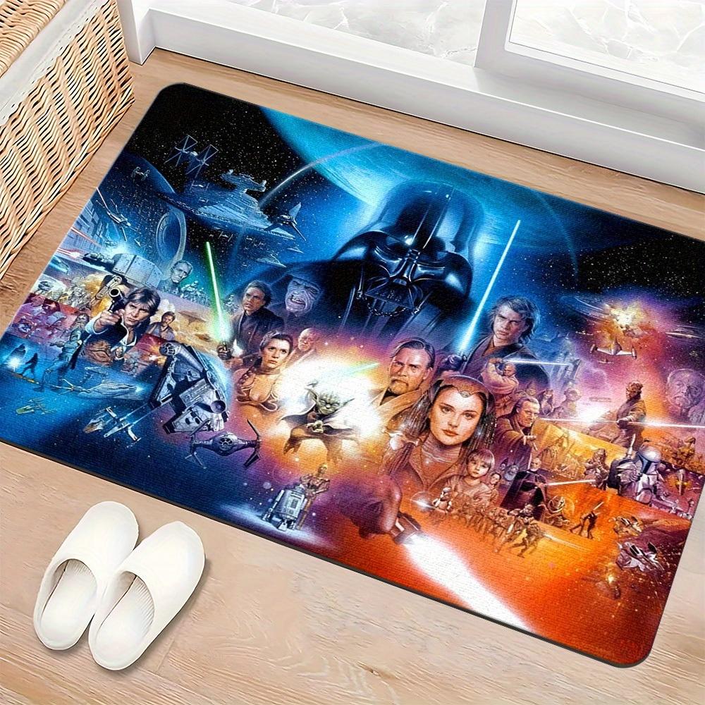 1pc STAR WARS Non-Slip Welcome Doormat - 100% Polyester Bathroom Mat with Iconic Characters & Spaceships Design, Hand Wash Onl