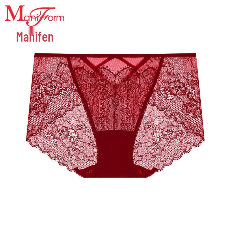 Maniform Women's Sexy Lace Mid-Low Waist Briefs