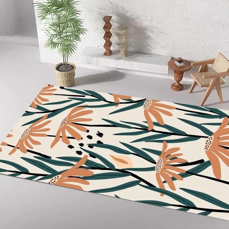 Green Leaf Pattern Tropical Carpet Entrance Bathroom Floor Mats Nordic Kitchen Rugs Anti-slip Mat for Bathroom Door Mats Decor