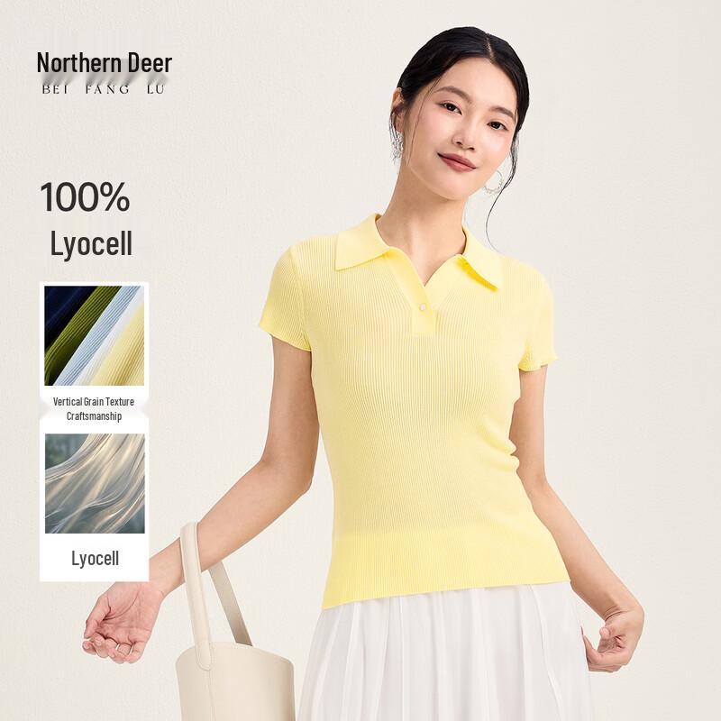 Northern Deer Women s 100% Lyocell V-Neck Polo T-shirt S