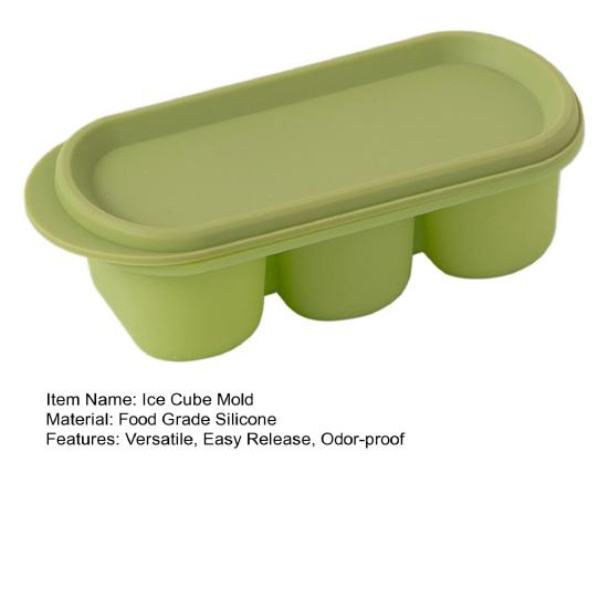 Silicone Ice Cube Tray Three Compartment Twist Release Ice Mold Food BPA-free Grade Safe Ice Cube Maker