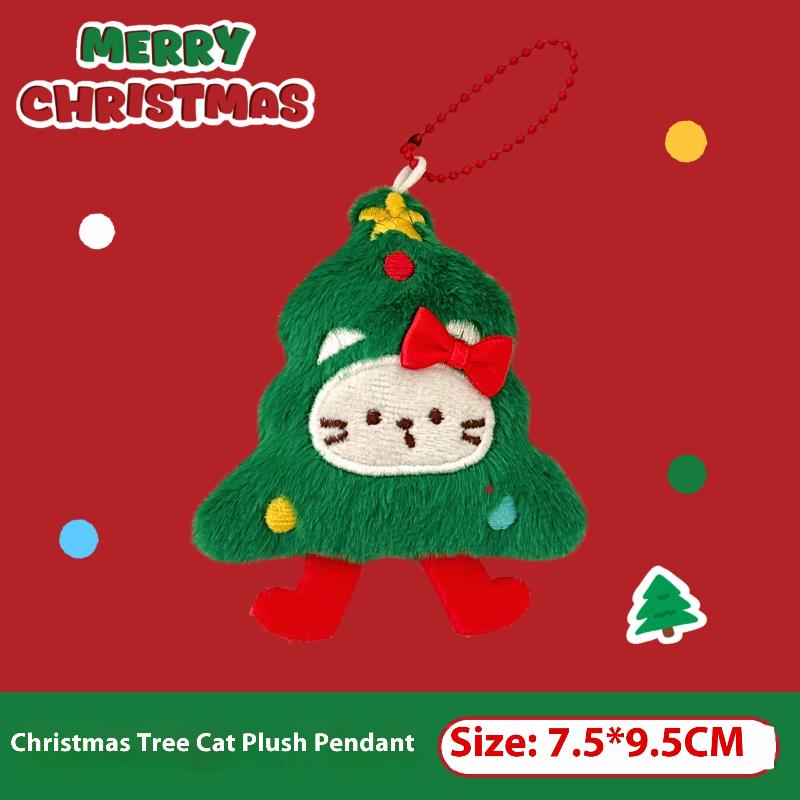 Cartoon Christmas Plush Doll Pendant Keychain Fluffy Cute Creative Soft Stuffed Doll Backpack Pendant Decorative Accessories