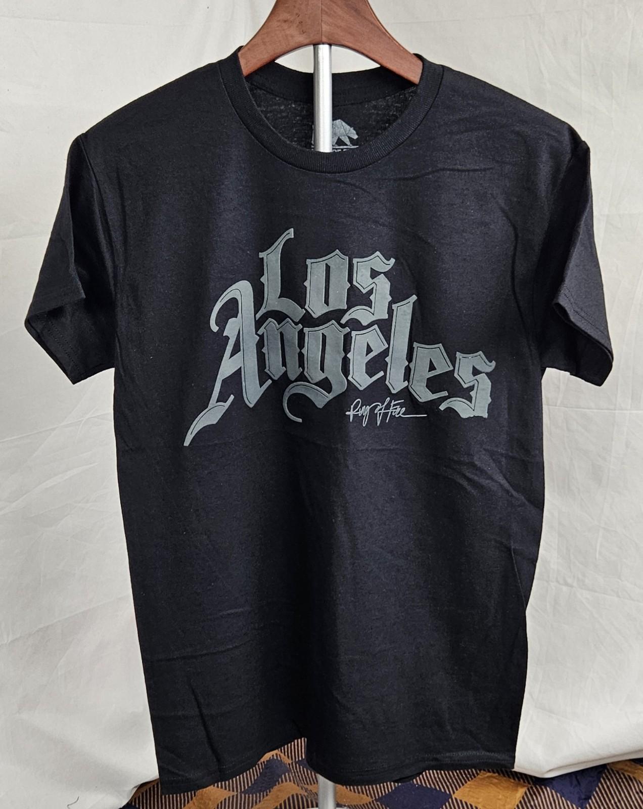 Men s Ring of Fire Los Angeles Crew Neck Size Small Black Unisex T-Shirt XXXXL