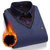 Winter Autumn Men's Plush Sweater Collar Fleece Thick Warm Top Fake Two Piece Pullover Polo Shirt Clothes Casual Jumpers