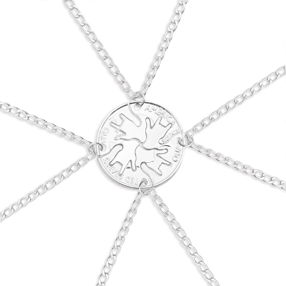 

4 Pcs/Set I Love You Gesture Puzzle Round Necklace BFF Friendship Choker Jewelry Best Friends Lovers Couple Anniversary Gift 50cm