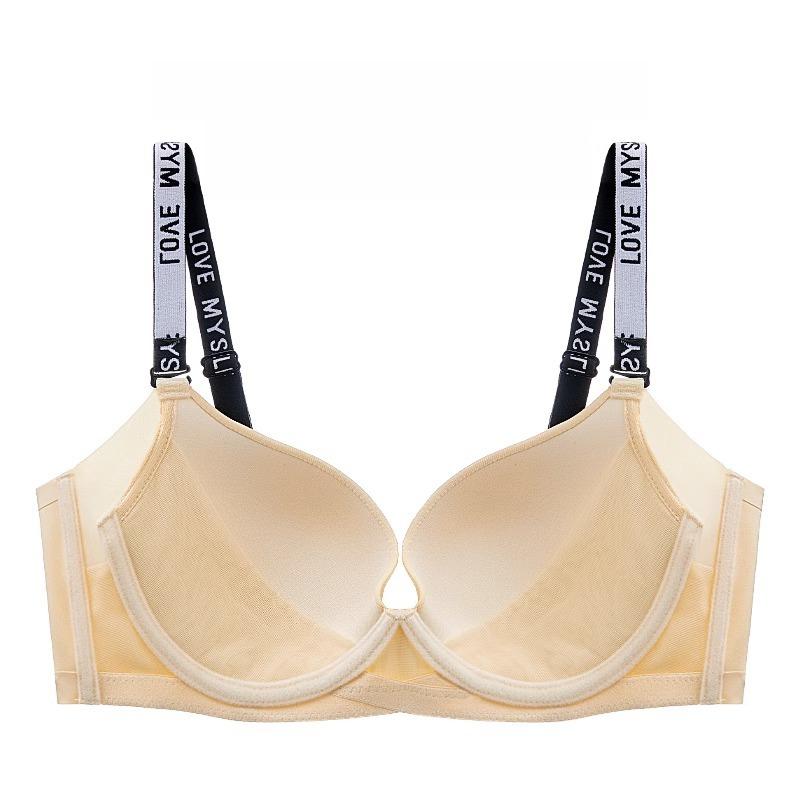 Seamless Lingerie Women's Soft Steel Rims Thin Bra Anti-sagging Full-cup Fashionable Letter Bra Push Up Bra