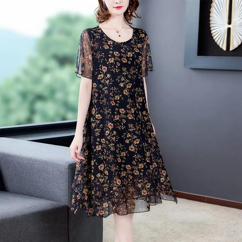 Woman Dress Summer Women's New Loose Floral Gauzy Chiffon Dress Summer Dress Vestido De Mujer