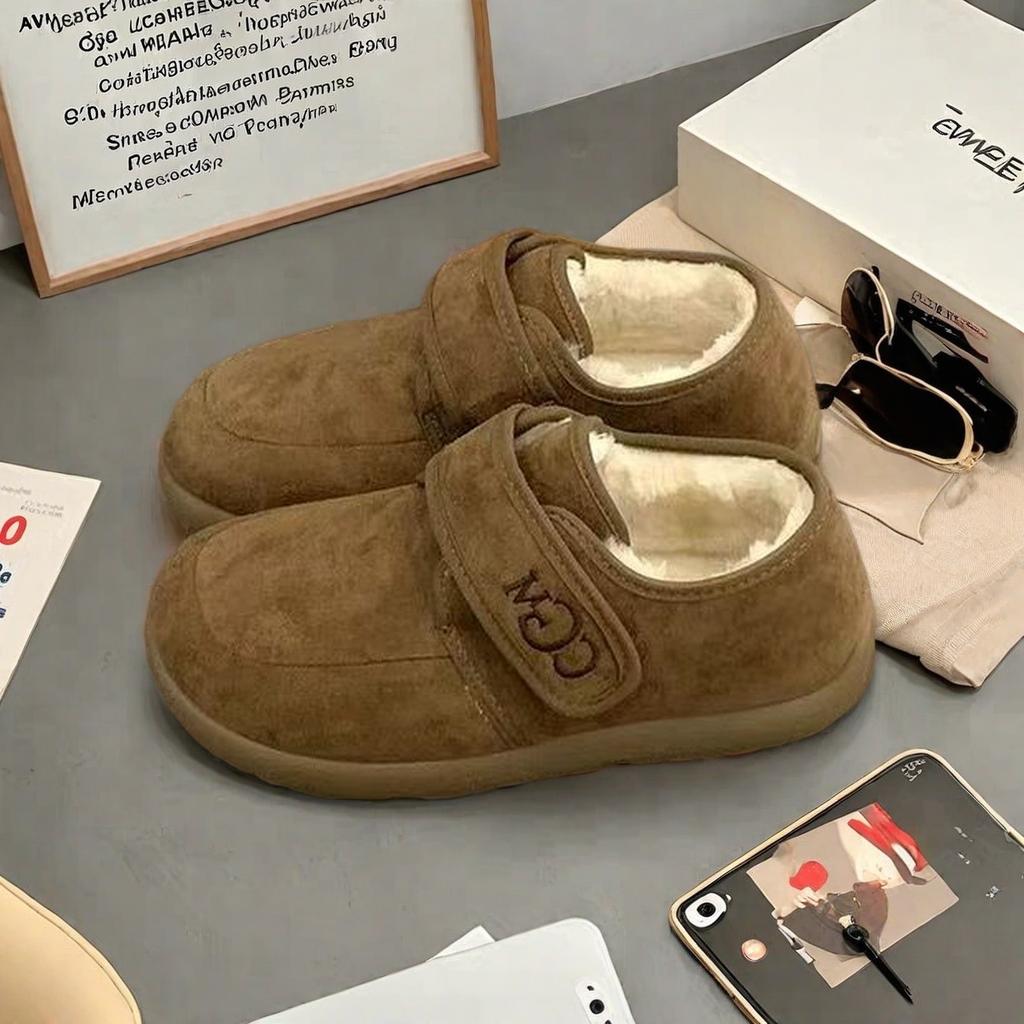 Cotton Slippers Low-top Velcro Velvet Snow Boots Women's Autumn and Winter New Short Boots Comfortable and Versatile Cotton Shoes Keep Warm