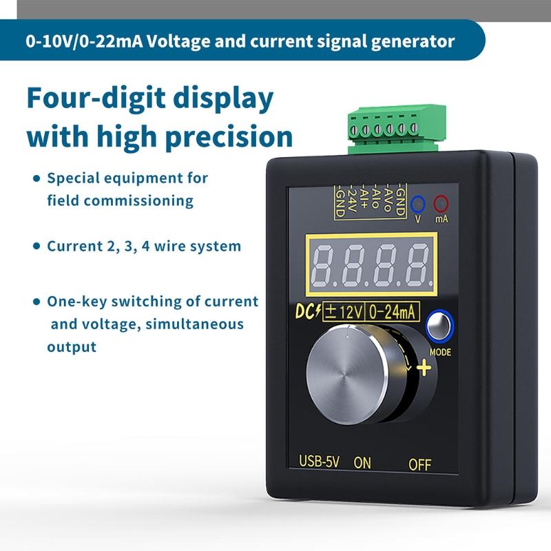 0-5V 0-10V 4-20mA Adjustable Voltage Current Simulator Portable Calibrator Rechargeable Analog Safe & Convenient Wiring