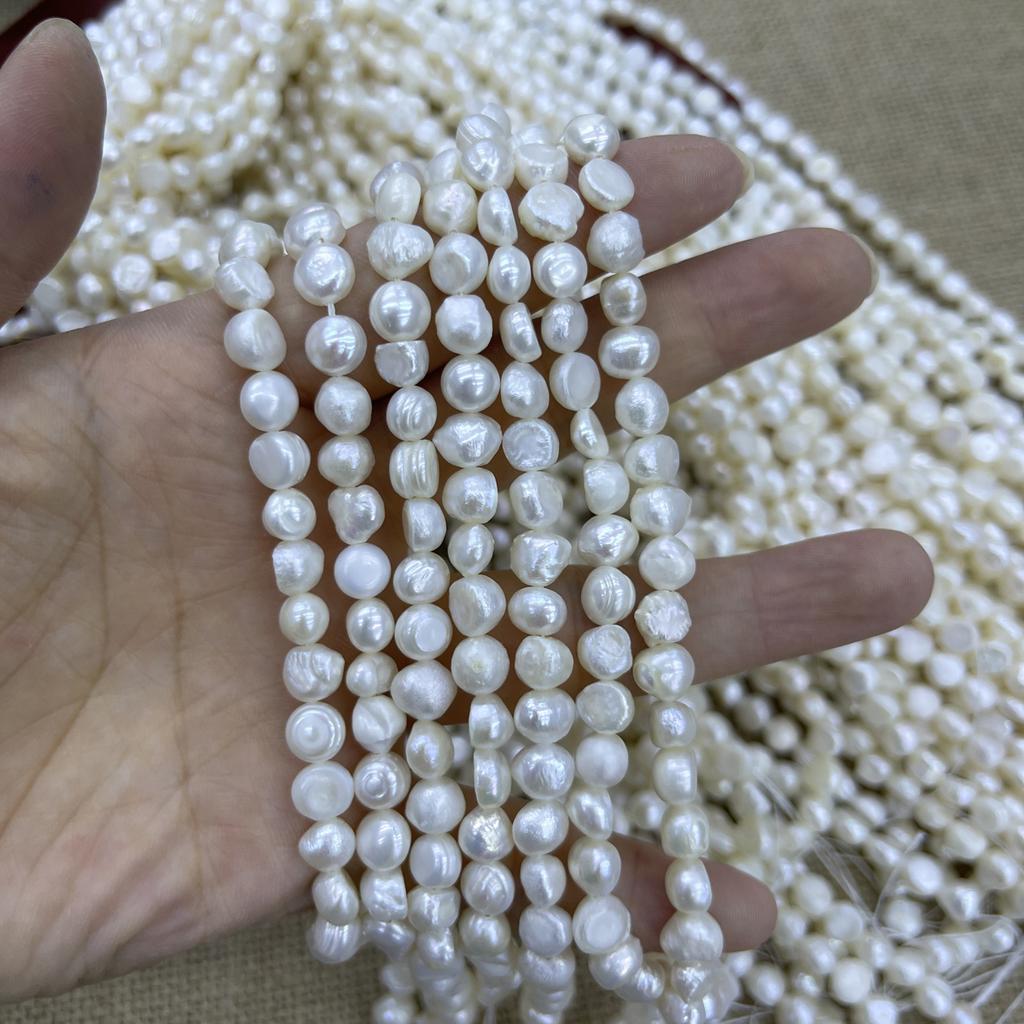 1String, Baroque White Natural Freshwater Pearls, Straight Hole Nugget Pearl Beads for Jewelry Making DIY Crafts Length 36cm)