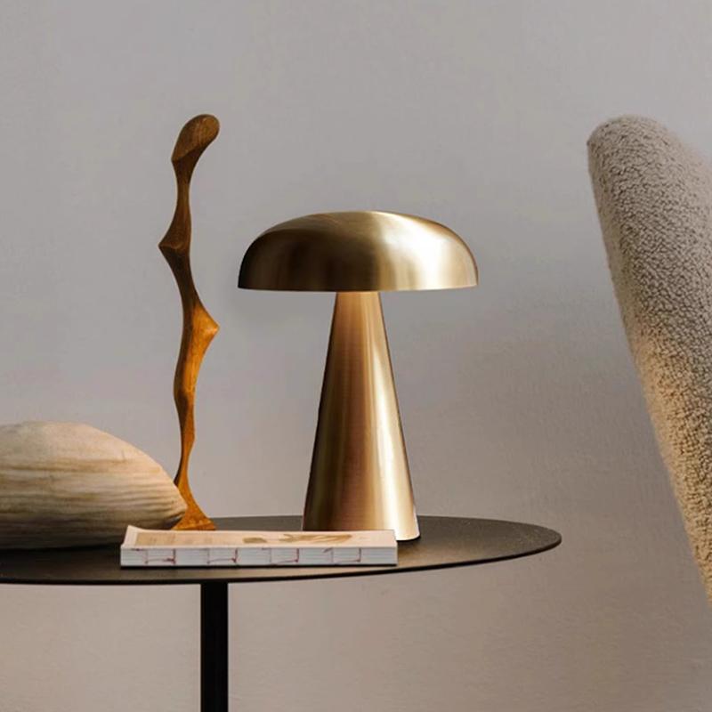 Retro Bar Table Lamp Mushroom Table Lamp Led Touch Sensor Three Color Dimming Desktop Night Light Rechargeable Reading Lamp