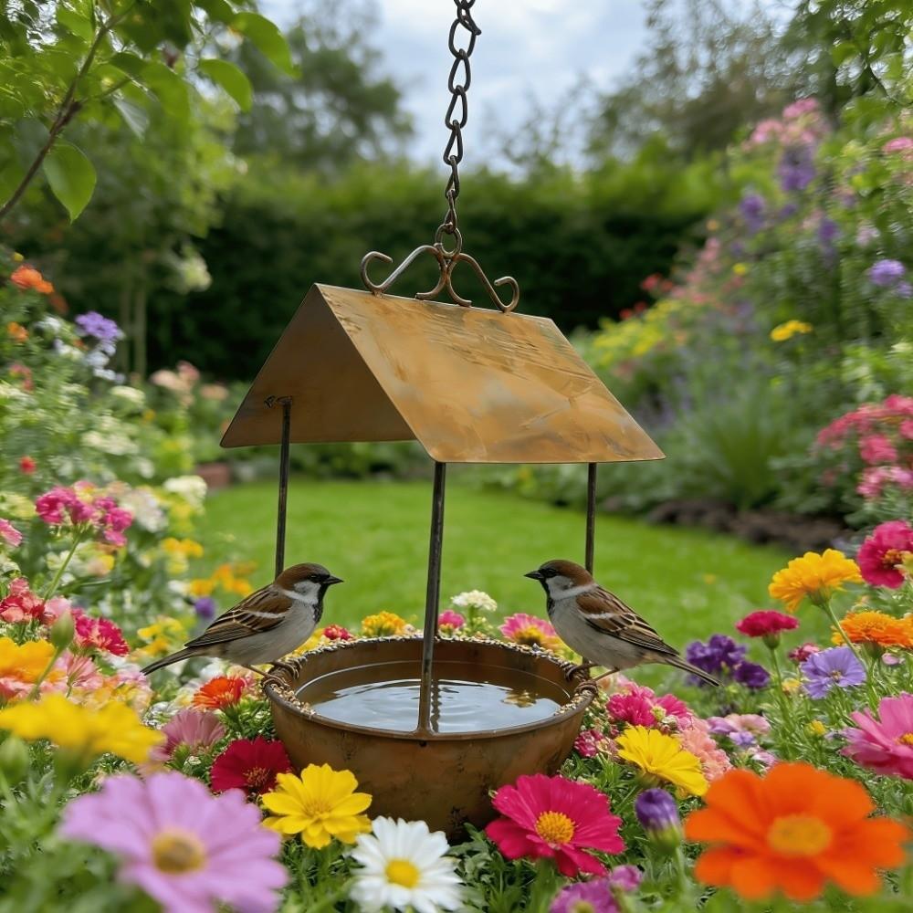 Anti-leakage Automatic Feeding Station Vintage Bird Food Container Bird Bath Feeder  Courtyard