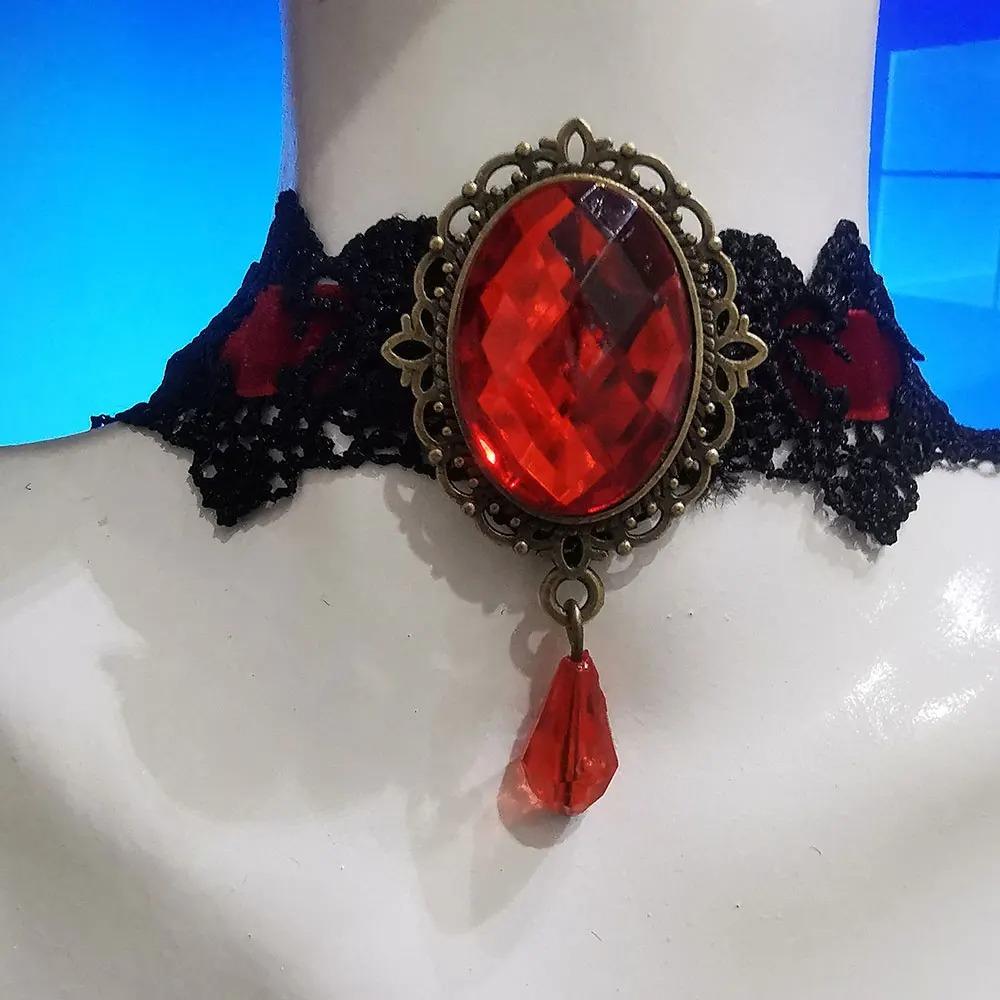 Gothic Black Lace Choker Necklace for Women Vintage Tassel Clavicle Chain Halloween Collar Choker Steampunk Party Jewelry Gift
