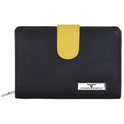 Arya Black/Yellow Leather Wallet for Women