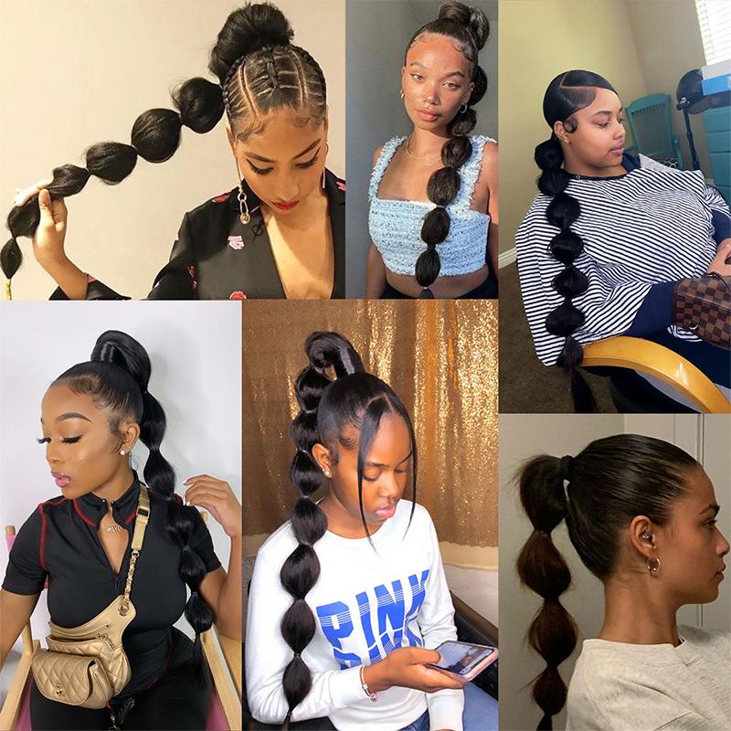 Lampion Bąbel Kucyk Peruka 30 cali Damska Długi Warkocz Kucyk Peruka Syntetyczna Do Noszenia Naturalna Halloween Impreza Role-Playing Użytek