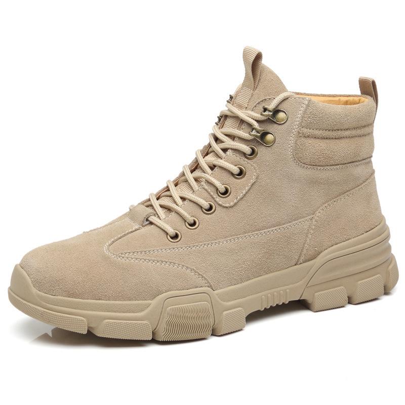 Spring Martin Boots Men'S Medium Short Boots Big Head Leather Shoes High Top Shoes Outdoor Tooling Boots Tactical Desert Boots