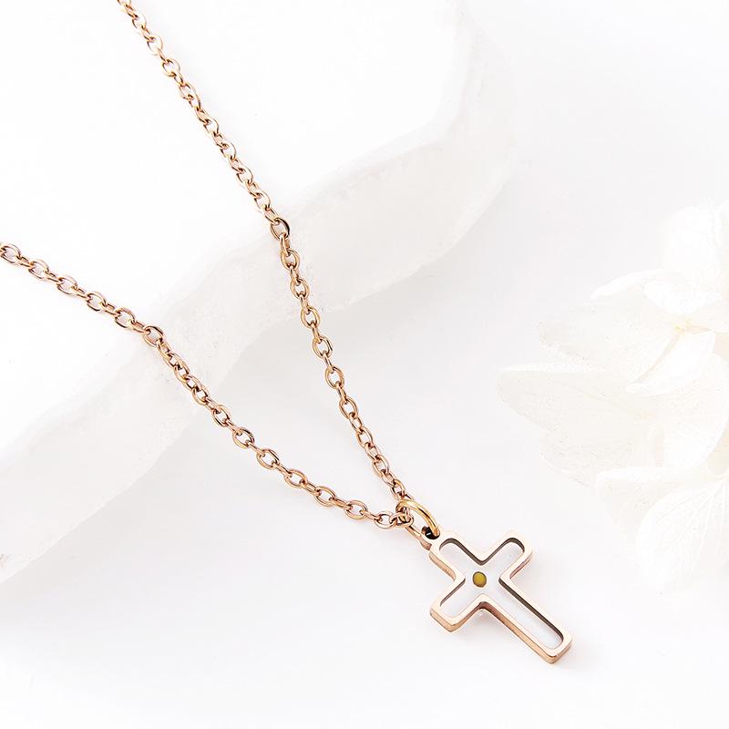 15mm Round Metal Cross Necklace with Mustard Seed, European-American Style, Stainless Steel Chain