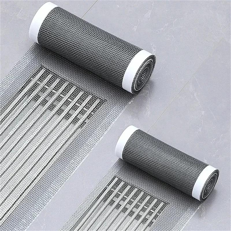 Cuttable Shower Drain Hair Catcher Self-Adhesive Floor Drain Stickers Disposable Mesh Bathroom Kitchen Sink Hair Filter 5/10M