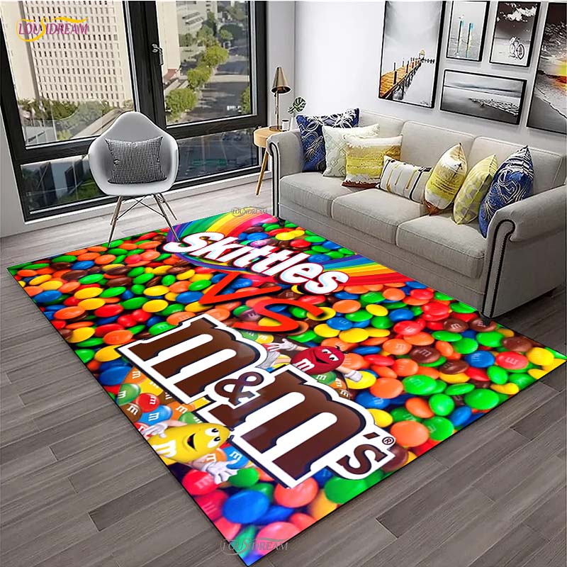 M&M Sweet Cartoon Kawaii Cute Carpet for Living Room Bedroom decor Yoga Area Rug Kitchen Unslip Floor Mat Alfombra Birthday gift