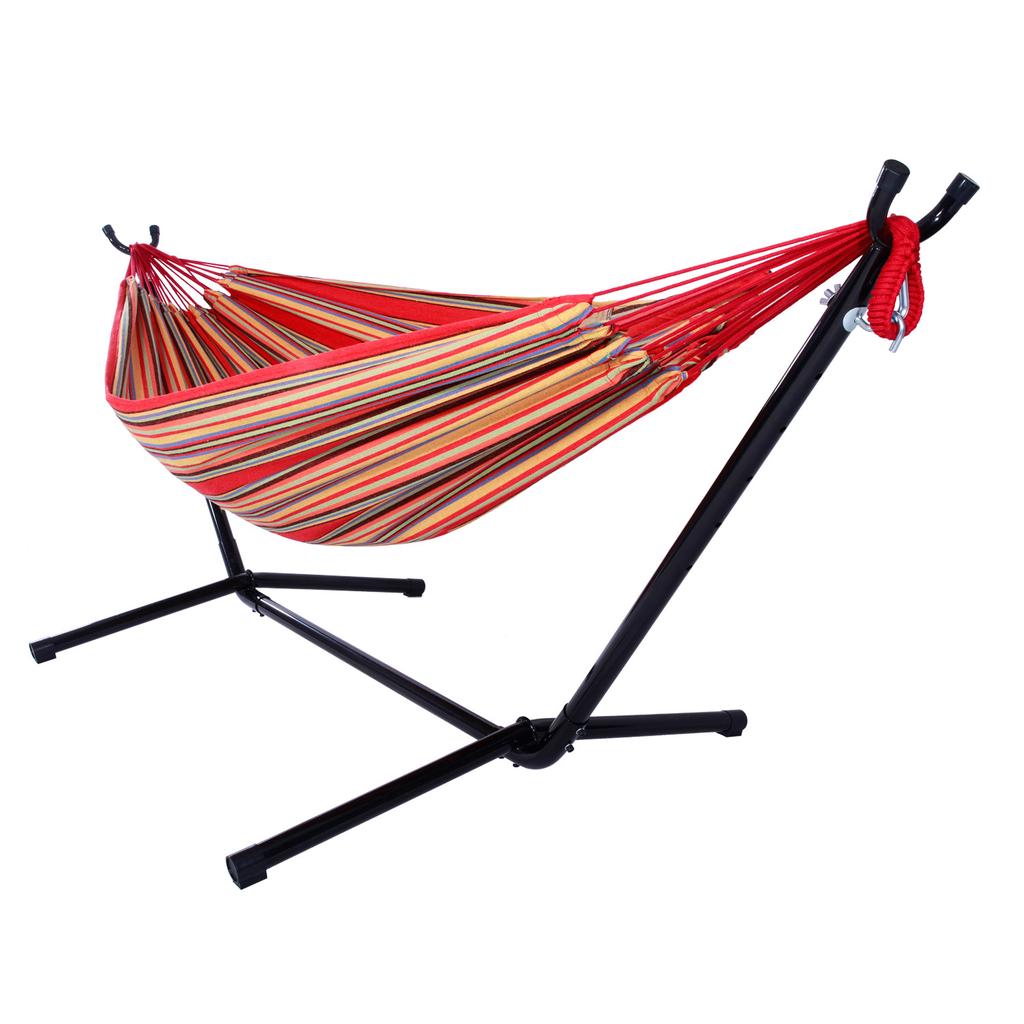 Portable Outdoor Polyester Hammock Set Red Outdoor Furniture