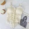Kleidung Blusen Sexy Crop Tops Damen Korsett Spitze Bandage T-Shirt Camisole Damen Träger Tanktop Mode Ärmellose Weste