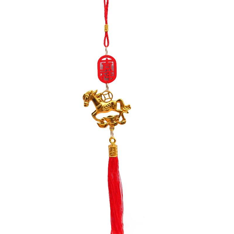 

1PCS 36cm golden Festive Zodiac 2026 Horse Pendant Chinese New Year Decoration Home Good Luck Ornament New Year Gifts