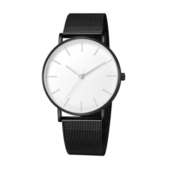 Herren Mesh-Armbanduhr Minimalistische Quarz-Analog-Uhr Einfaches rundes Zifferblatt Armbanduhr für Business Büro Freizeit