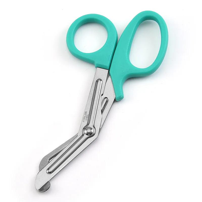 Stainless Medical Rescue Scissors Plastic Handle Steel Wound Gauze First Aid Scissors Practical Outdoor Nurse Scissors Hand Tool