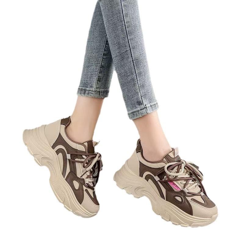 Thick-soled Fried Street Dad Shoes Children's Spring 2025 New Versatile Sports Women's Shoes Show Small Feet and Increase Height Casual Shoes