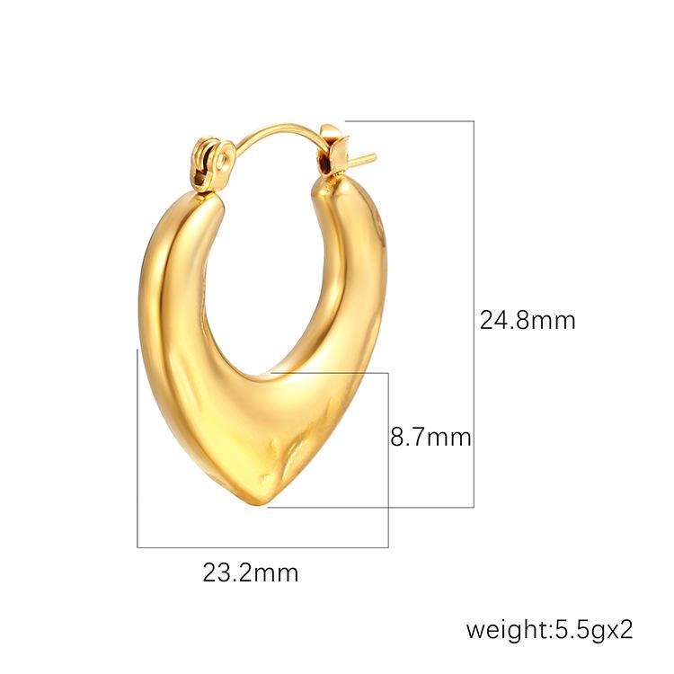 Fashion French Retro Style Stainless Steel Love Earrings Trend High Sense Temperament Women's 18K Plated Earrings