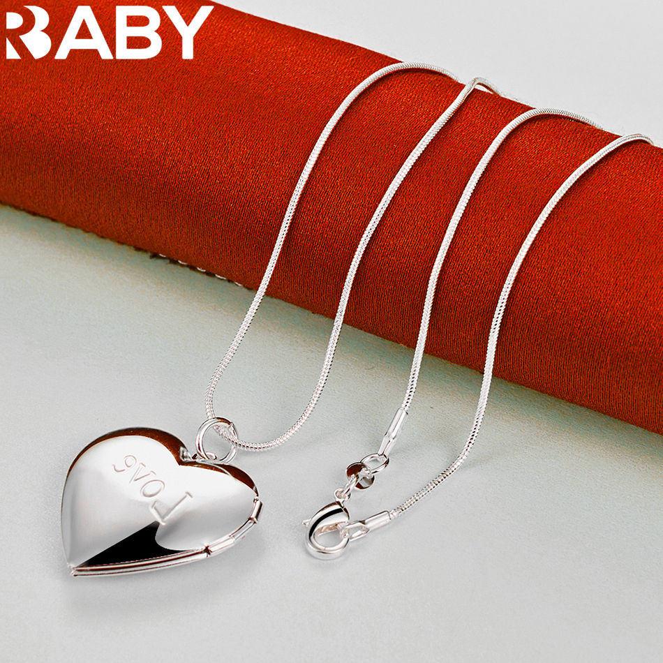 URBABY 40-75cm 925 Sterling Silber Graviertes Herz Anhänger Halskette Charm Trend Geburtstagsgeschenk Mode Party Feiner Schmuck 4