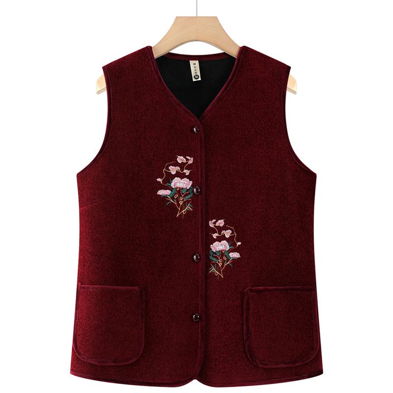 Babiččina hřejivá fleecem podšitá kardiganová vesta ve velkých velikostech na podzim a zimu